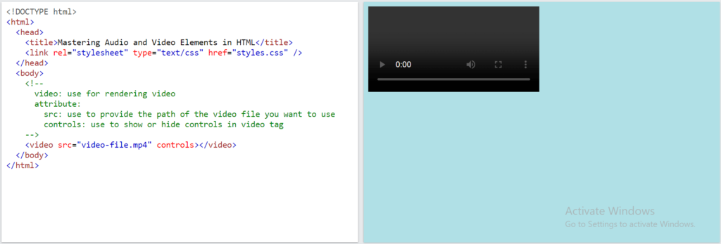 Embedding Video Files Using the video Tag - Mastering Audio and Video Elements in HTML